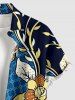Chemise hawaïenne à poches boutons, imprimé ethnique floral grande taille pour homme - Bleu S