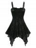 Débardeur asymétrique à imprimé floral avec œillets, lacets, boucles et volants - Noir M