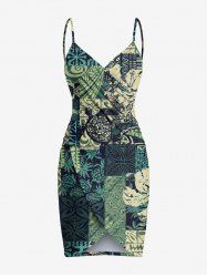 Plus Size Hibiscus Flower Tropical Leaf Ethnic Print Convertible Hawaii Beach Cover -  