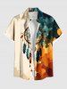 African Printed Matching Couple Outfit Dream Catcher Feather Painting Splatter Hawaiian Set -  
