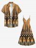 African Printed Matching Couple Outfit Geometric Graphic Ethnic Pattern Hawaiian Set -  