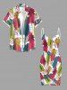 Coconut Tree Painting Colorblock Print Plus Size Matching Hawaii Beach Outfit For Couples -  