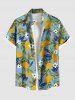 Ensemble de plage hawaïen assorti grande taille à imprimé de feuilles de citronnier pour couples - Paon Bleu 