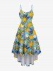 Ensemble de plage hawaïen assorti grande taille à imprimé de feuilles de citronnier pour couples - Paon Bleu 