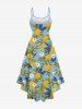 Ensemble de plage hawaïen assorti grande taille à imprimé de feuilles de citronnier pour couples - Paon Bleu 