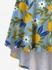 Ensemble de plage hawaïen assorti grande taille à imprimé de feuilles de citronnier pour couples - Paon Bleu 