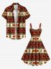 Robe débardeur hawaïenne grande taille à motif ethnique, plumes de cheval et attrape-rêves - Brun Légère 1X