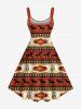 Robe débardeur hawaïenne grande taille à motif ethnique, plumes de cheval et attrape-rêves - Brun Légère 1X