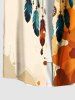 Chemise hawaïenne grande taille pour homme, ornée d'un attrape-rêves, de plumes et d'éclaboussures de peinture, avec boutons et poche. - café lumière 6XL