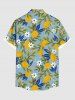 Chemise hawaïenne grande taille pour homme, imprimée de fleurs de citronnier, avec boutons et poche. - Paon Bleu M