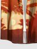 Chemise hawaïenne grande taille pour homme, à imprimé cocotiers et pois lumineux, boutons et poche. - Orange S