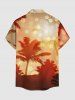 Chemise hawaïenne grande taille pour homme, à imprimé cocotiers et pois lumineux, boutons et poche. - Orange S