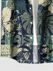 Chemise hawaïenne grande taille pour homme, à imprimé ethnique tropical et fleurs d'hibiscus, avec boutons et poche. - Vert profond 6XL