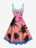 Robe débardeur hawaïenne grande taille à imprimé ombré cocotier et oiseaux - Rose  1X