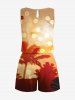 Plus Size Coconut Tree Light Spot Print Cinched Hawaii Romper -  