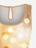 Plus Size Coconut Tree Light Spot Print Cinched Hawaii Romper -  