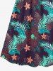 Plus Size Hibiscus Flowers Tropical Leaf Print Surplice Hawaii Cami Dress -  