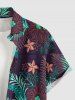 Plus Size Hibiscus Flowers Tropical Leaf Print Buttons Pocket Hawaii Shirt For Men -  