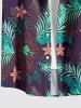 Plus Size Hibiscus Flowers Tropical Leaf Print Buttons Pocket Hawaii Shirt For Men -  