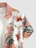 Chemise hawaïenne à poches boutons, imprimé feuilles et fleurs de cocotier et d'hibiscus, grandes tailles pour hommes - Corail Léger S