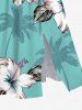 Coconut Tree Flower Leaf Print Hawaii Split Pocket A Line Midi Dress -  