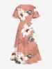 Coconut Tree Flower Leaf Print Hawaii Split Pocket A Line Midi Dress -  