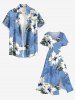 Robe midi trapèze grande taille à imprimé feuilles et fleurs de cocotier, style hawaïen, avec poches fendues - Bleu 5X