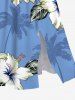 Robe midi trapèze grande taille à imprimé feuilles et fleurs de cocotier, style hawaïen, avec poches fendues - Bleu 5X