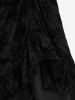 Robe débardeur Grande Taille à fleurs et papillons flockés, cintrée, lacée avec œillets - Noir L | US 12