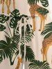 Combinaison grande taille à imprimé girafe et feuilles tropicales, style hawaïen, avec cordon de serrage et poches. - café lumière 5X