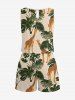 Combinaison grande taille à imprimé girafe et feuilles tropicales, style hawaïen, avec cordon de serrage et poches. - café lumière 5X