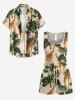 Combinaison grande taille à imprimé girafe et feuilles tropicales, style hawaïen, avec cordon de serrage et poches. - café lumière 5X