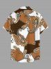 Chemise hawaïenne à poches boutons, imprimé géométrique cachemire grande taille pour hommes - Brun 3XL