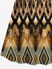 Plus Size Geometric Graphic Ethnic Pattern Print Hawaii Surplice A Line Cami Dress -  