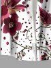 Chemise hawaïenne à imprimé floral et à pois, grande taille, avec poche boutonnée, pour homme - Blanc M