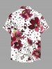Chemise hawaïenne à imprimé floral et à pois, grande taille, avec poche boutonnée, pour homme - Blanc XL