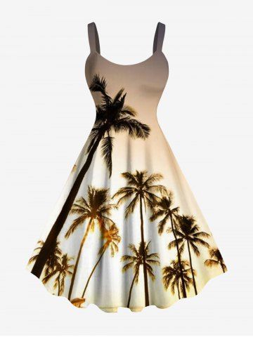 Robe hawaïenne grande taille à imprimé ombré et noix de coco - LIGHT COFFEE - XS