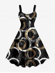 Plus Size Cirle Dots Print Tank Dress -  