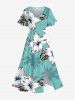 Coconut Tree Hibiscus Flower Leaf Print Plus Size Matching Hawaii Beach Outfit For Couples -  