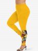 Ethnic Lady Geometic Pattern Print Plus Size Matching Set - Jaune 