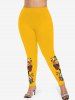 Ethnic Lady Geometic Pattern Print Plus Size Matching Set - Jaune 