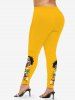 Ethnic Lady Geometic Pattern Print Plus Size Matching Set - Jaune 
