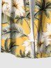 Coconut Tree Flowers Leaf Tropical Print Plus Size Matching Hawaii Beach Outfit For Couples - Jaune 