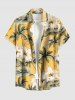 Coconut Tree Flowers Leaf Tropical Print Plus Size Matching Hawaii Beach Outfit For Couples - Jaune 