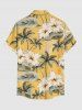 Coconut Tree Flowers Leaf Tropical Print Plus Size Matching Hawaii Beach Outfit For Couples - Jaune 