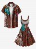 African Printed Matching Couple Outfit Hibiscus Flower Ethnic Pattern Hawaiian Set -  