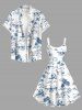 Coconut Tree Sailboat Stone Print Plus Size Matching Hawaii Beach Outfit For Couples -  