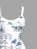 Coconut Tree Sailboat Stone Print Plus Size Matching Hawaii Beach Outfit For Couples -  