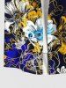 Ensemble de plage hawaïen assorti pour couples, imprimé floral aquarelle, grandes tailles - Noir 