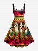 Robe débardeur hawaïenne à imprimé géométrique et animalier ethnique grande taille - Rouge 2X